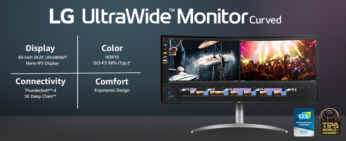 40 inch Curved UltraWide 5K2K Nano IPS Monitor with Thunderbolt 4 Connectivity