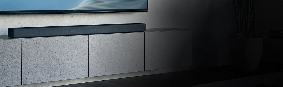 Sony HT-A7000 soundbar under wall-mounted tv